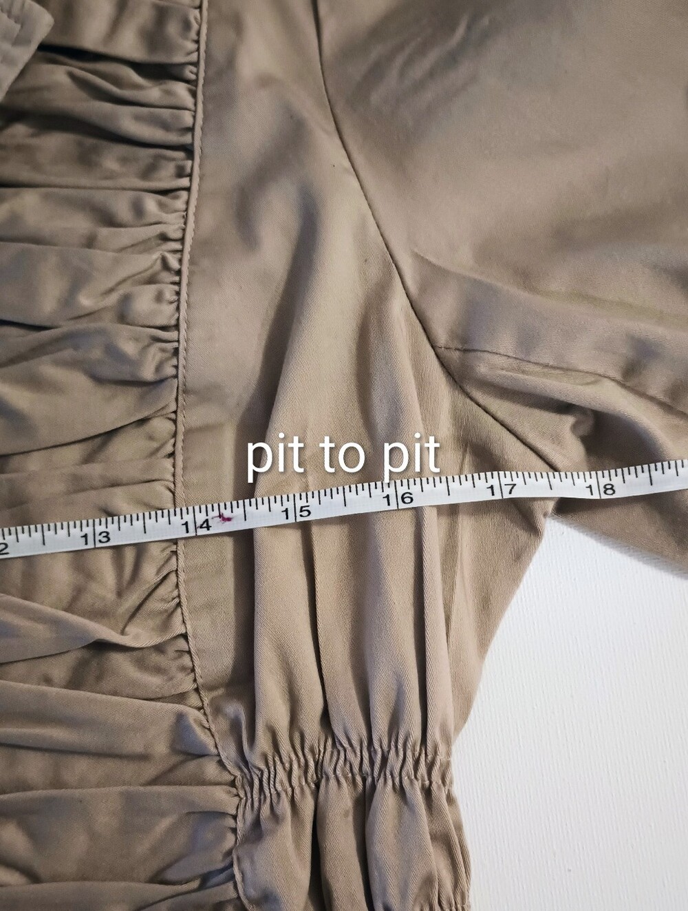 Sunny Taylor Beige Ruched Cotton Blazer Size L - Picture 10 of 11